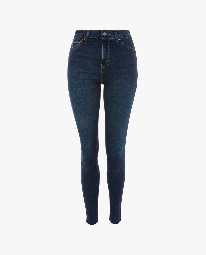 TOPSHOP - Quần jeans nữ lưng cao PETITE Indigo Raw Hem Jamie