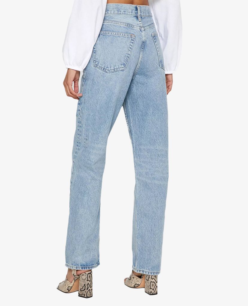 TOPSHOP - Quần jeans nữ lưng cao phom suông rách gối High Waist