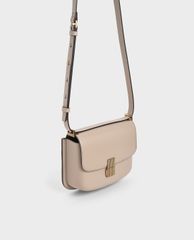 CHARLES & KEITH - Túi đeo vai nữ chữ nhật Metallic Push Lock