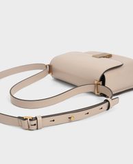 CHARLES & KEITH - Túi đeo vai nữ chữ nhật Metallic Push Lock