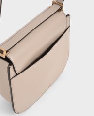CHARLES & KEITH - Túi đeo vai nữ chữ nhật Metallic Push Lock