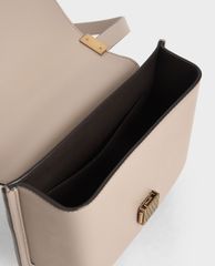 CHARLES & KEITH - Túi đeo vai nữ chữ nhật Metallic Push Lock