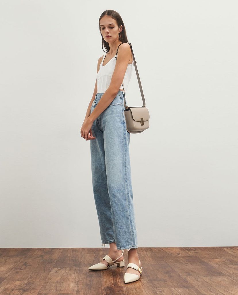 CHARLES & KEITH - Túi đeo vai nữ chữ nhật Metallic Push Lock