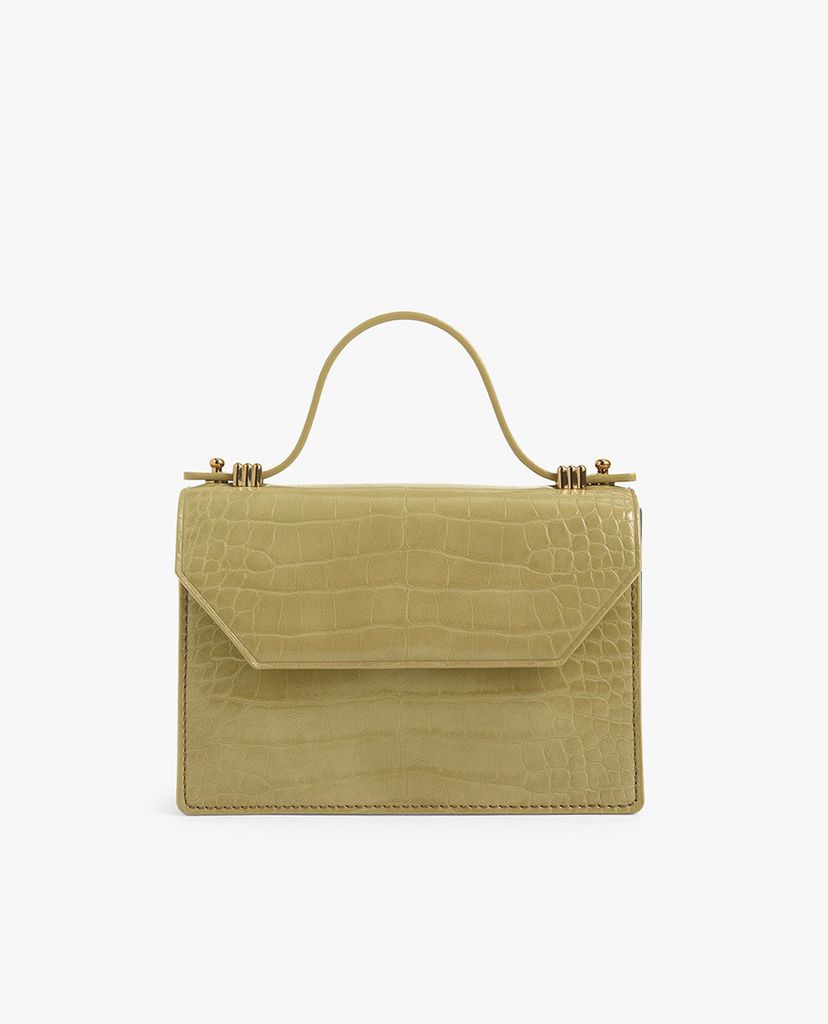 CHARLES & KEITH - Ví cầm tay nữ chữ nhật Croc Effect Mini
