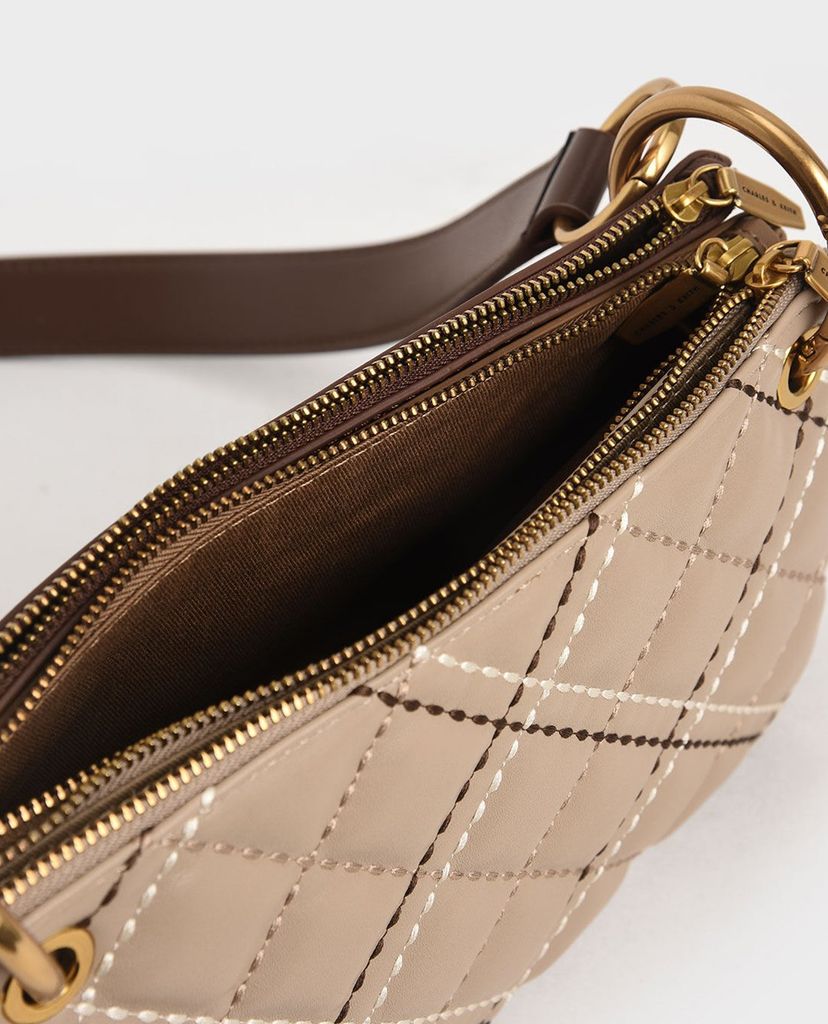 CHARLES & KEITH - Túi đeo chéo nữ tay cầm bằng kim loại thời trang