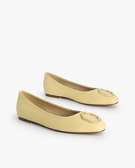 PEDRO - Giày đế bệt nữ mũi tròn Octagon Buckle Ballerina Leather