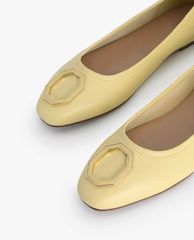 PEDRO - Giày đế bệt nữ mũi tròn Octagon Buckle Ballerina Leather