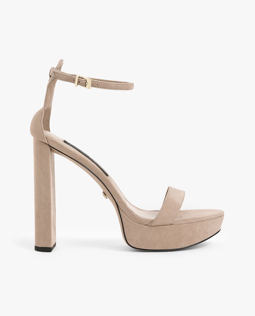 CHARLES & KEITH - Giày sandals cao gót hở mũi đế trụ Satin Platform