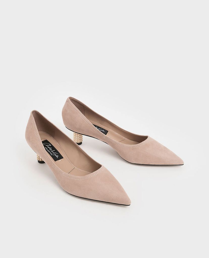 CHARLES & KEITH - Giày cao gót mũi nhọn Embellished Kitten