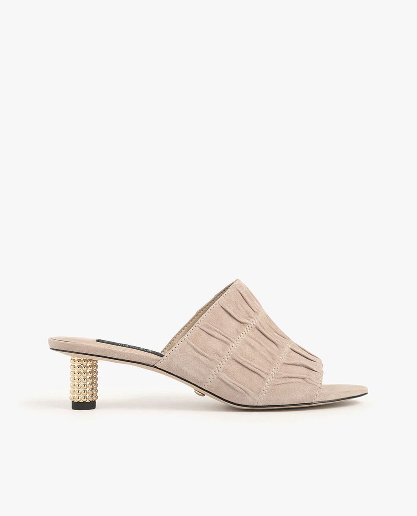 CHARLES & KEITH - Giày cao gót hở mũi Embellished Heel Ruched
