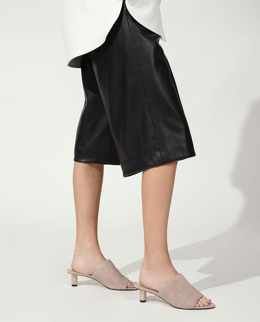 CHARLES & KEITH - Giày cao gót hở mũi Embellished Heel Ruched