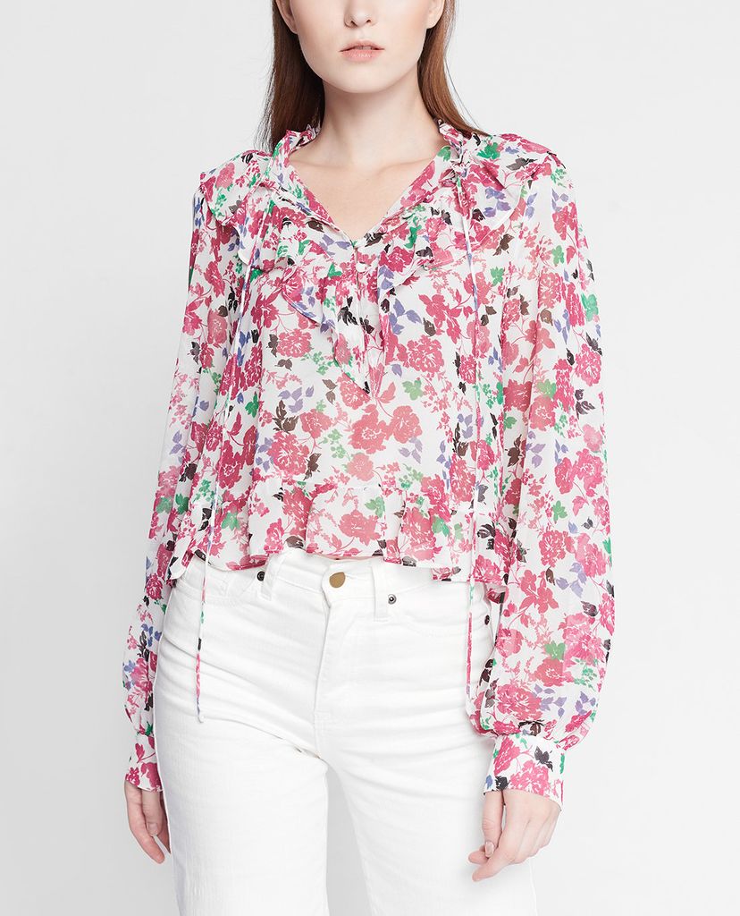 GIGI - Áo kiểu nữ tay dài phom suông Ruffles Shoulder Tied