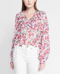 GIGI - Áo kiểu nữ tay dài phom suông Ruffles Shoulder Tied