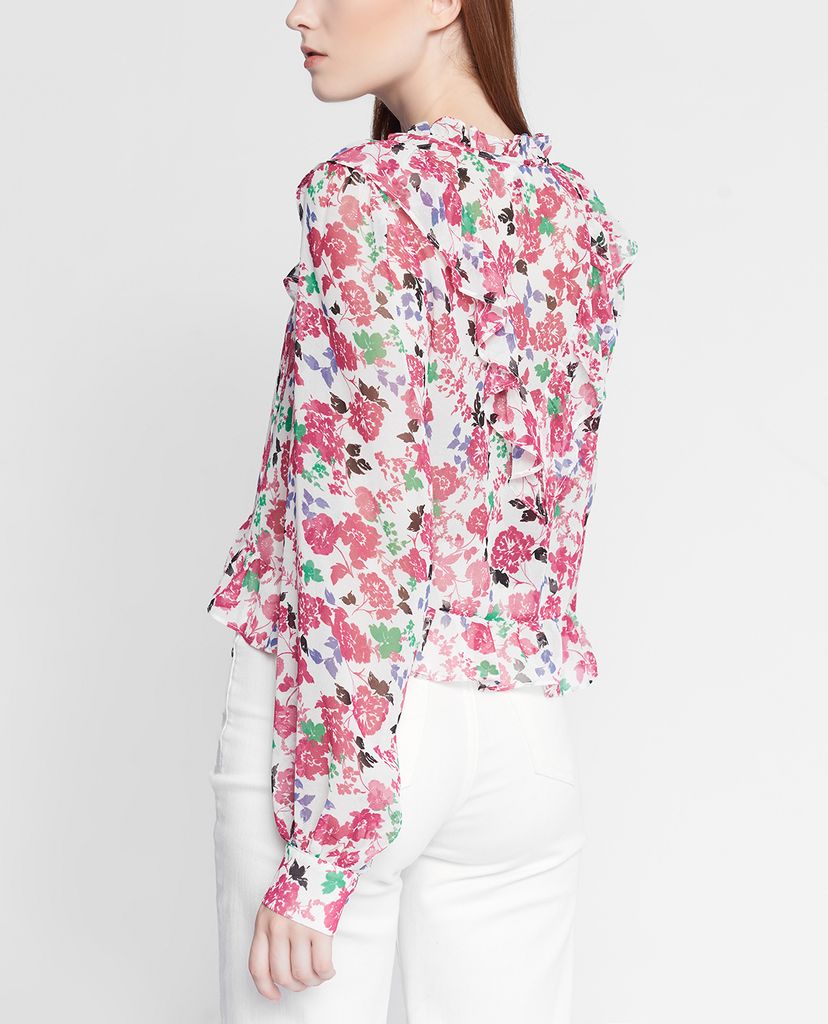 GIGI - Áo kiểu nữ tay dài phom suông Ruffles Shoulder Tied