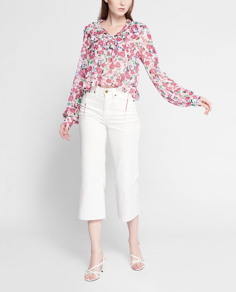 GIGI - Áo kiểu nữ tay dài phom suông Ruffles Shoulder Tied