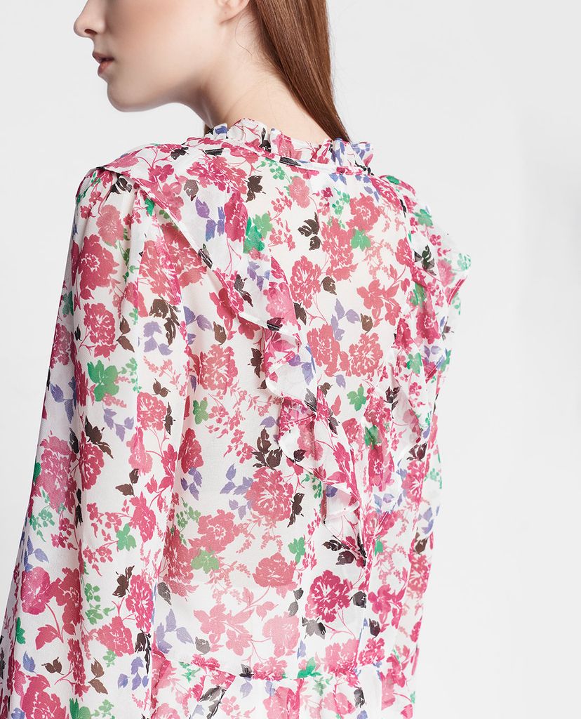 GIGI - Áo kiểu nữ tay dài phom suông Ruffles Shoulder Tied