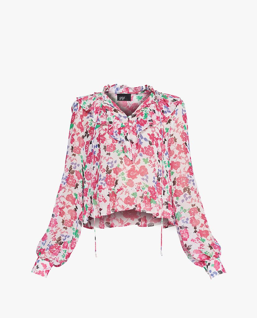 GIGI - Áo kiểu nữ tay dài phom suông Ruffles Shoulder Tied