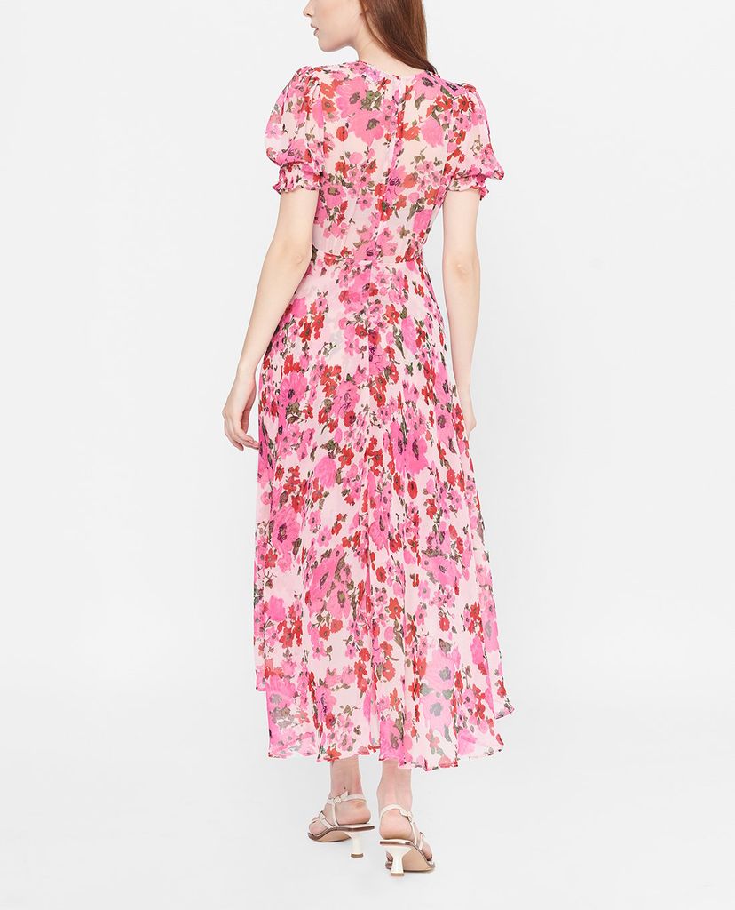 GIGI - Đầm midi cổ V tay ngắn xẻ tà thời trang Floral