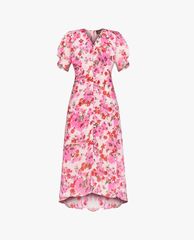 GIGI - Đầm midi cổ V tay ngắn xẻ tà thời trang Floral