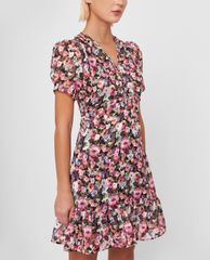 GIGI - Đầm mini cổ V tay ngắn Ruched Waist