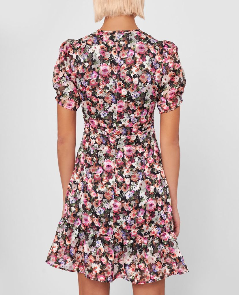 GIGI - Đầm mini cổ V tay ngắn Ruched Waist