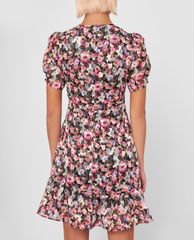 GIGI - Đầm mini cổ V tay ngắn Ruched Waist