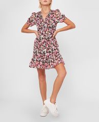 GIGI - Đầm mini cổ V tay ngắn Ruched Waist