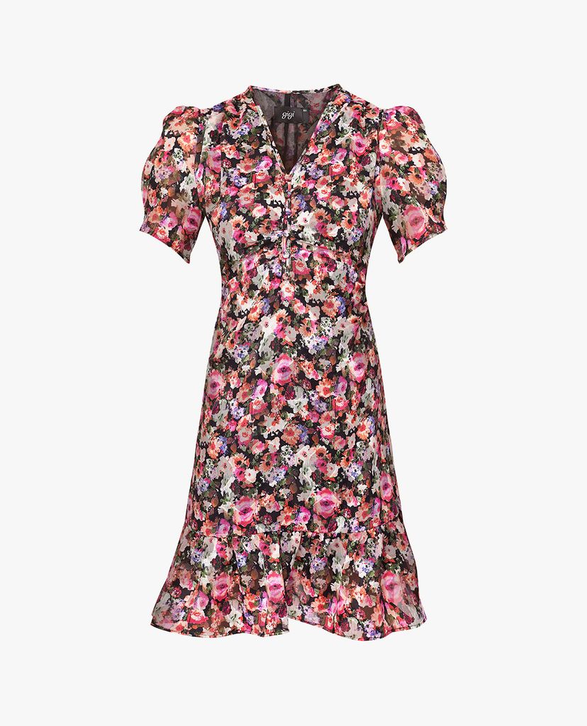 GIGI - Đầm mini cổ V tay ngắn Ruched Waist
