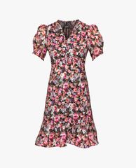GIGI - Đầm mini cổ V tay ngắn Ruched Waist