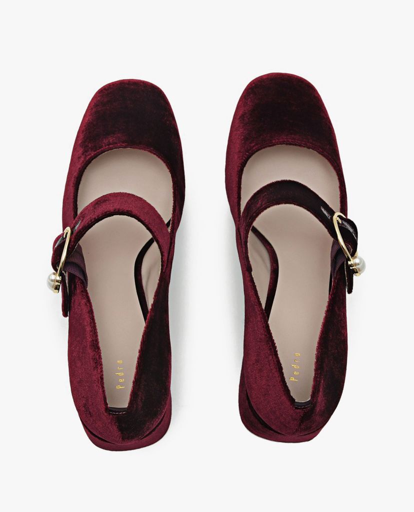 PEDRO - Giày sandals cao gót mũi tròn phối quai ngang thời trang