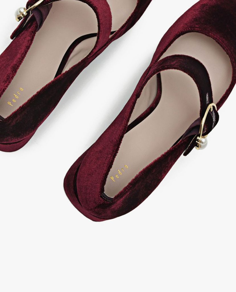 PEDRO - Giày sandals cao gót mũi tròn phối quai ngang thời trang