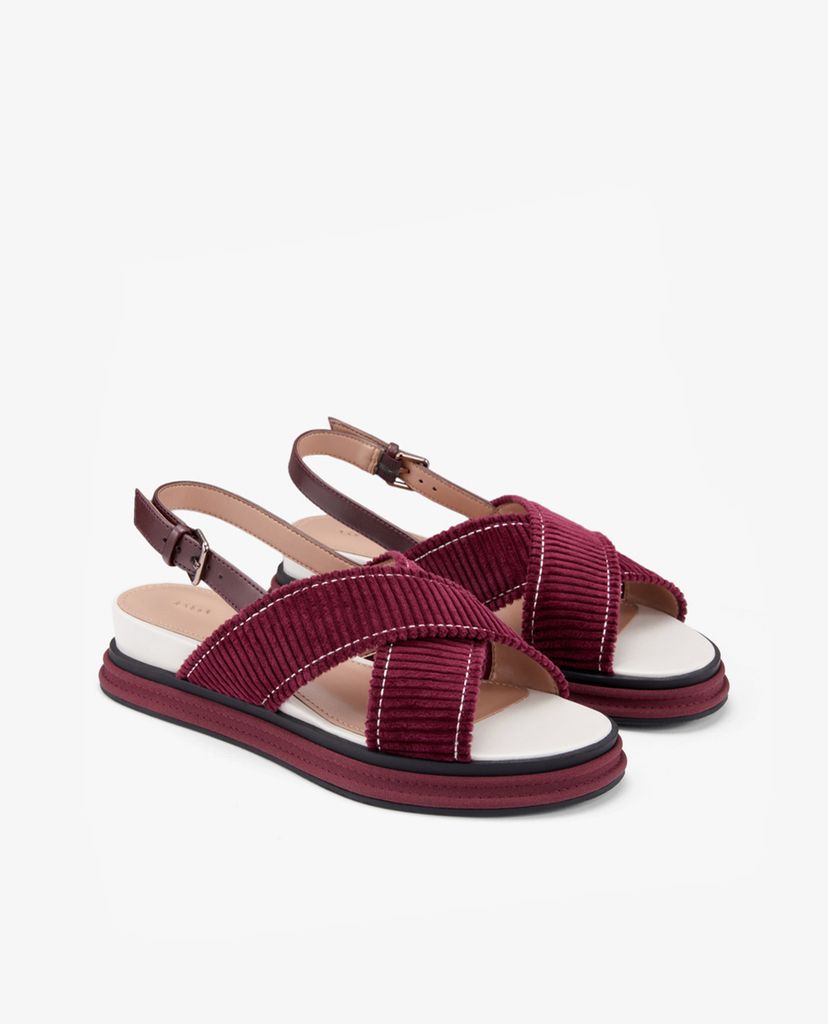 PEDRO - Giày đế xuồng sandals quai chéo Corduroy Slingback