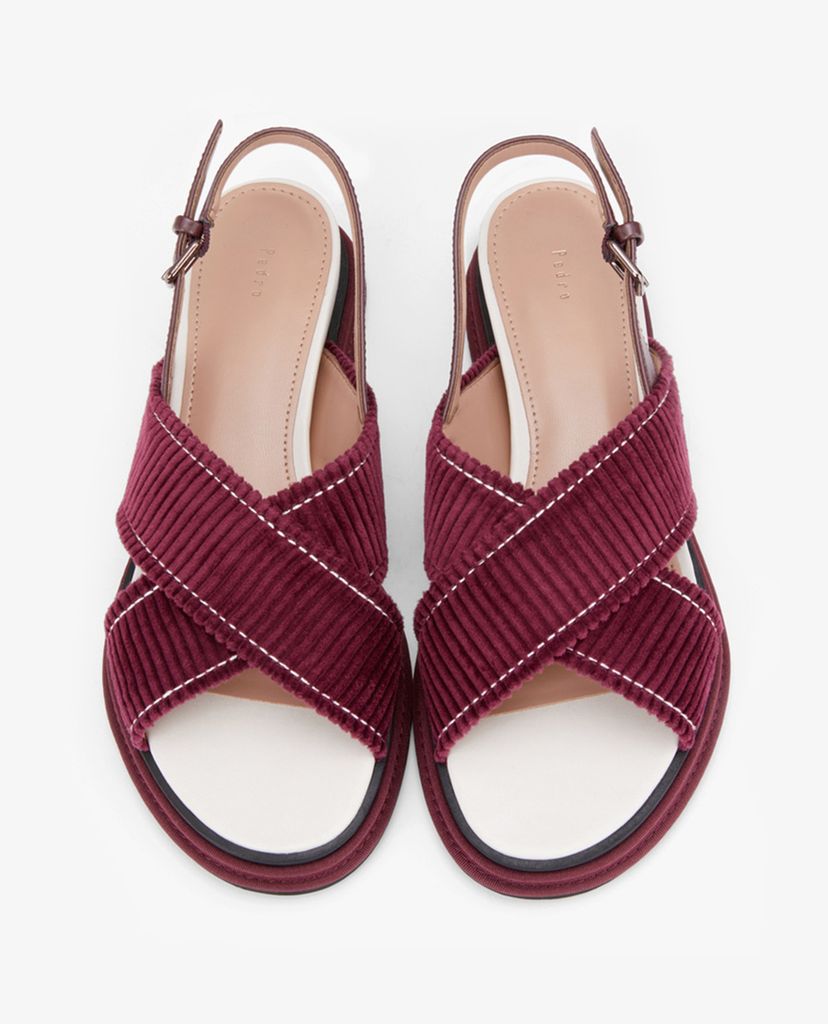 PEDRO - Giày đế xuồng sandals quai chéo Corduroy Slingback
