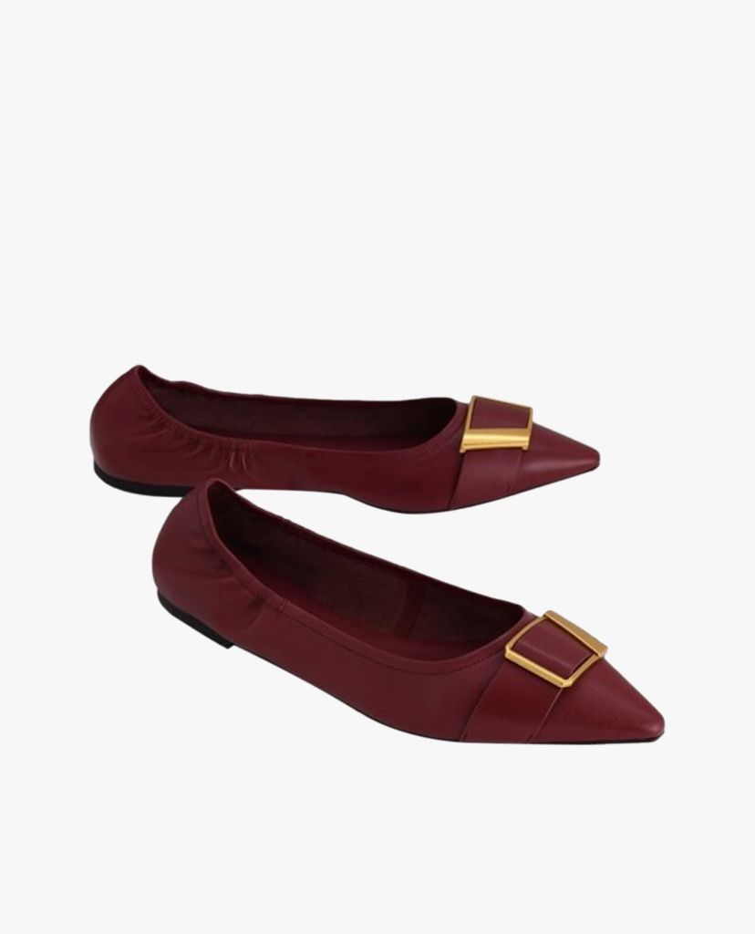 PEDRO - Giày đế bệt nữ mũi nhọn Gold Buckled