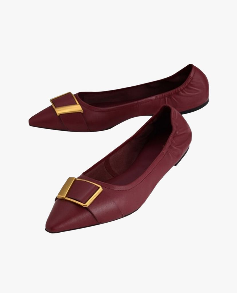 PEDRO - Giày đế bệt nữ mũi nhọn Gold Buckled