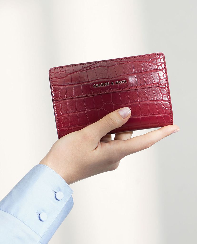 CHARLES & KEITH - Ví cầm tay chữ nhật Snap Button