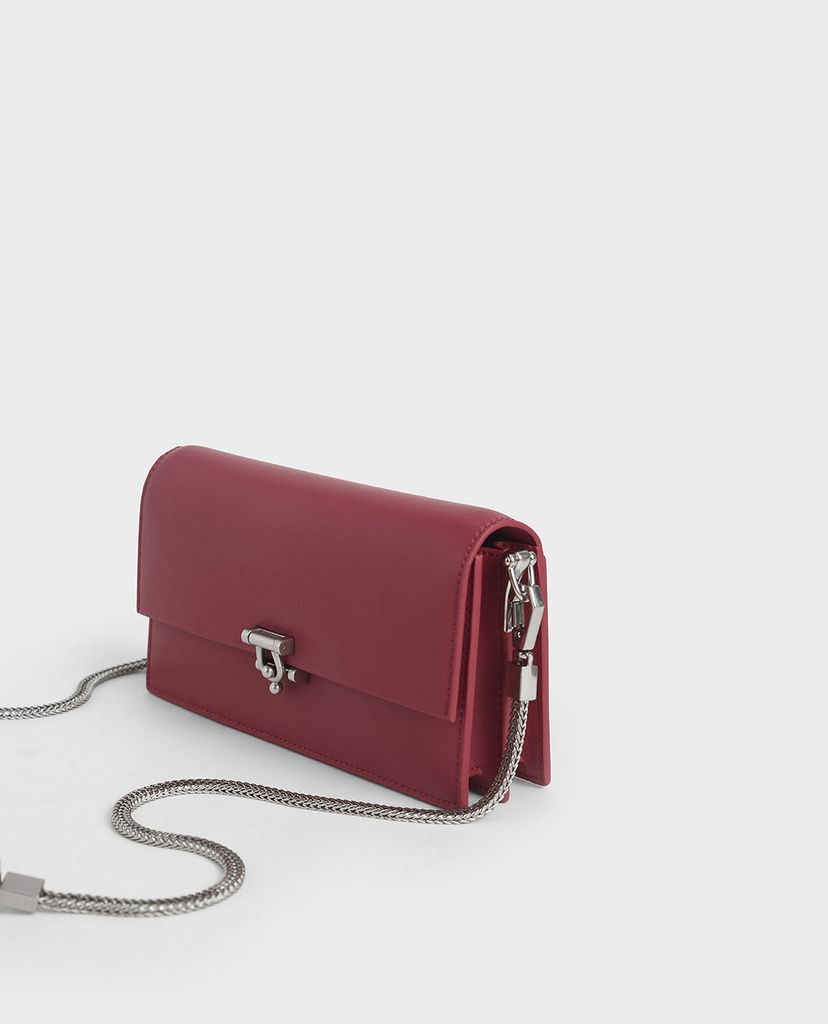 CHARLES & KEITH - Ví cầm tay nữ chữ nhật Two Tone Metallic Accent