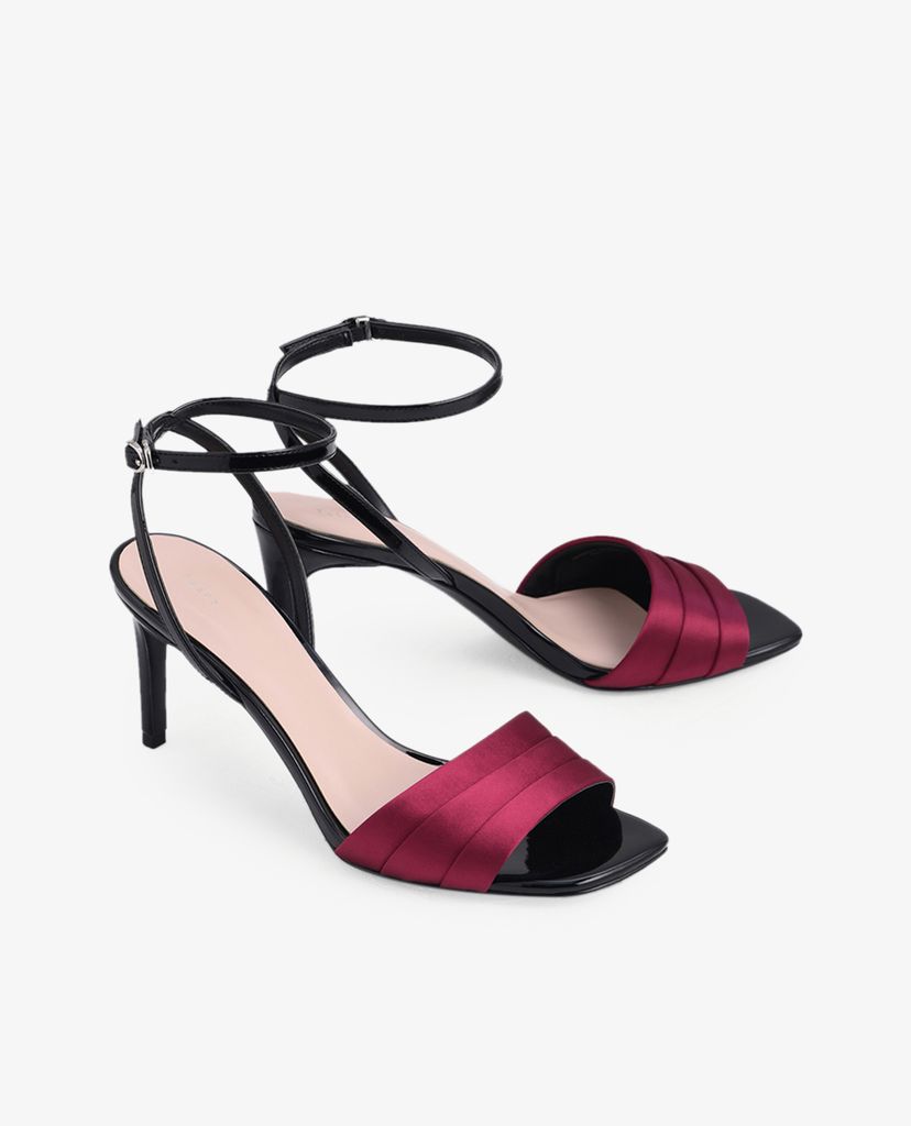 PEDRO - Giày sandals cao gót hở mũi Ankle Strap Satin