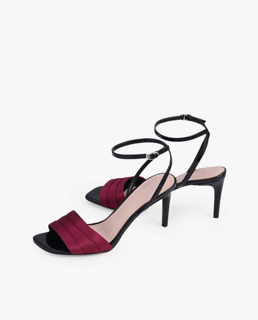 PEDRO - Giày sandals cao gót hở mũi Ankle Strap Satin