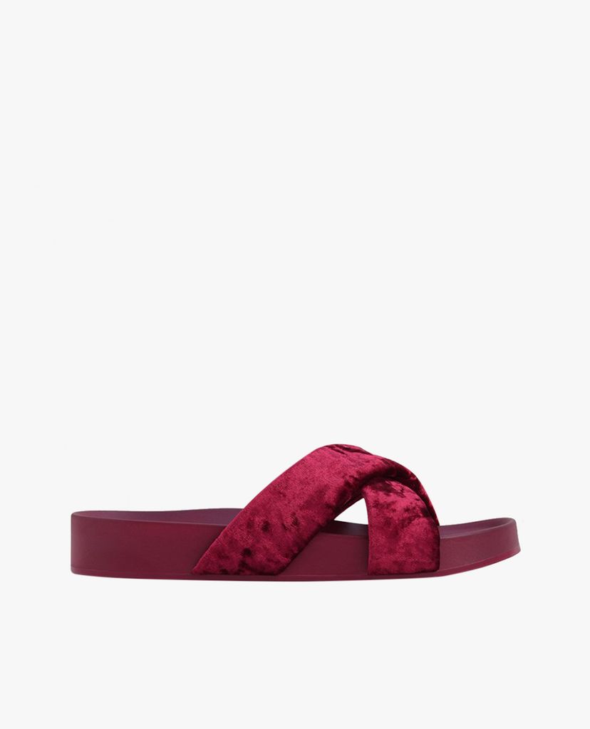 Dép nữ đế bằng Velvet Crossband
