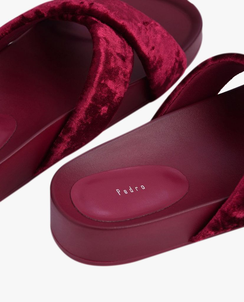 Dép nữ đế bằng Velvet Crossband