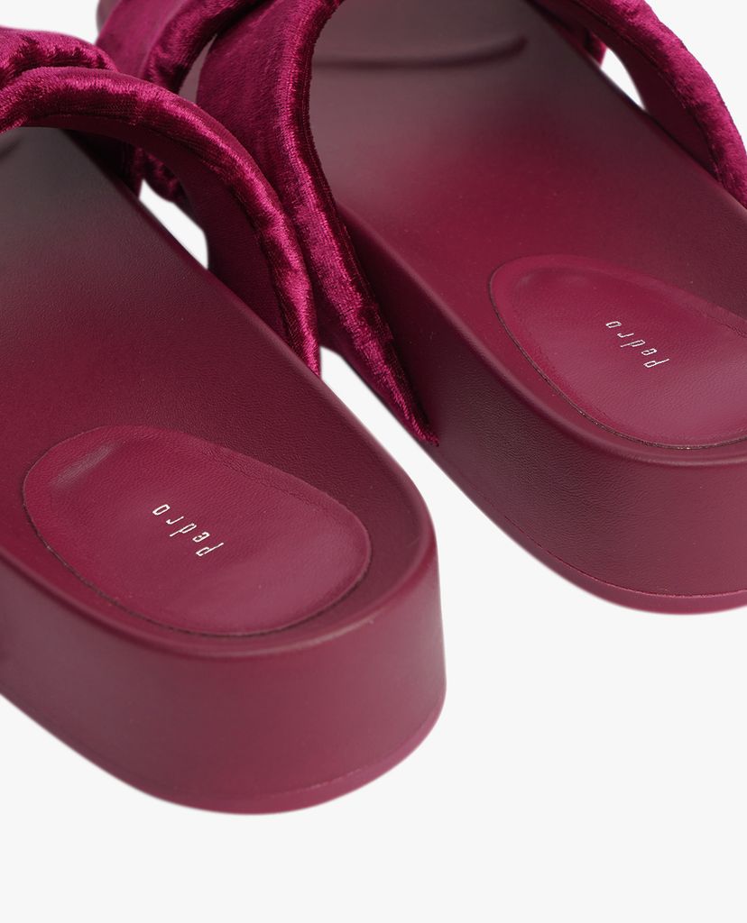 Dép nữ đế bằng Velvet Crossband