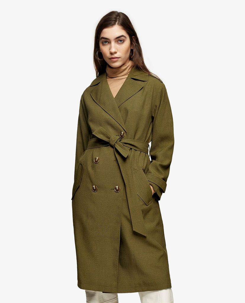 TOPSHOP - Áo blazer nữ tay dài phối thắt lưng Khaki Trench