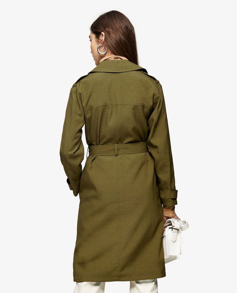 TOPSHOP - Áo blazer nữ tay dài phối thắt lưng Khaki Trench