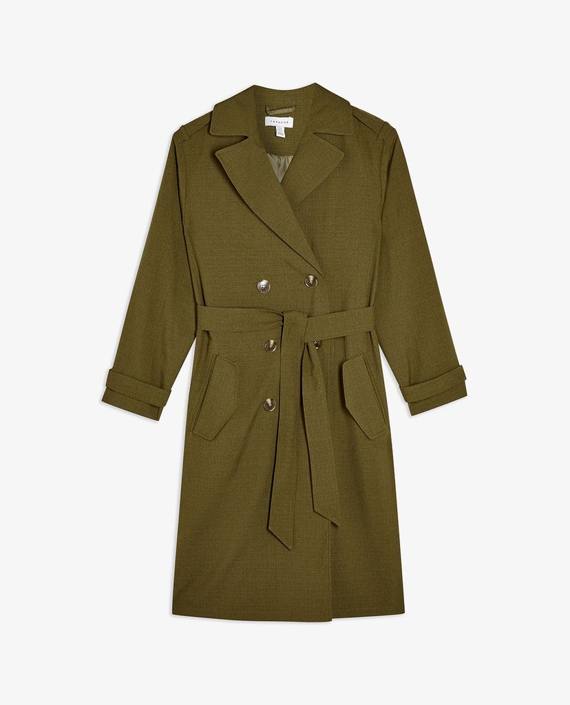 TOPSHOP - Áo blazer nữ tay dài phối thắt lưng Khaki Trench