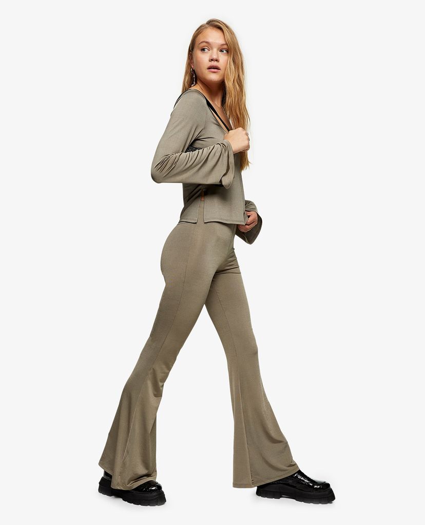 TOPSHOP - Quần kiểu nữ ống loe Khaki Slinky Flare