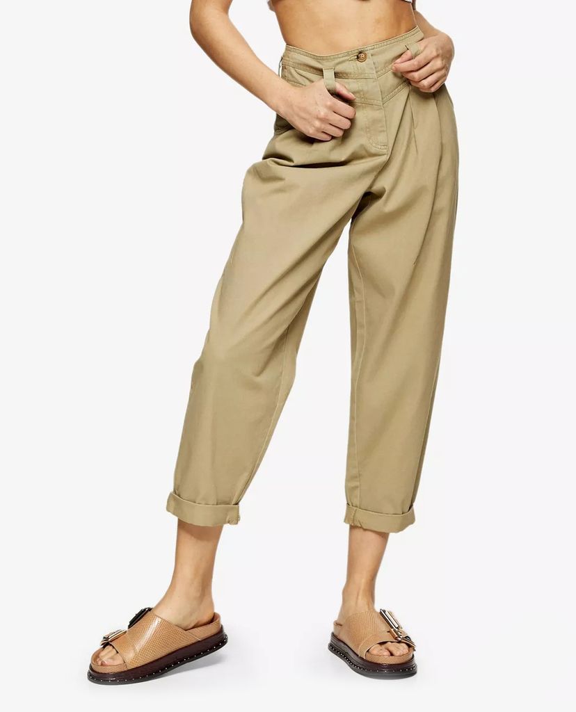 TOPSHOP - Quần khaki nữ ống rộng Khaki Tapered