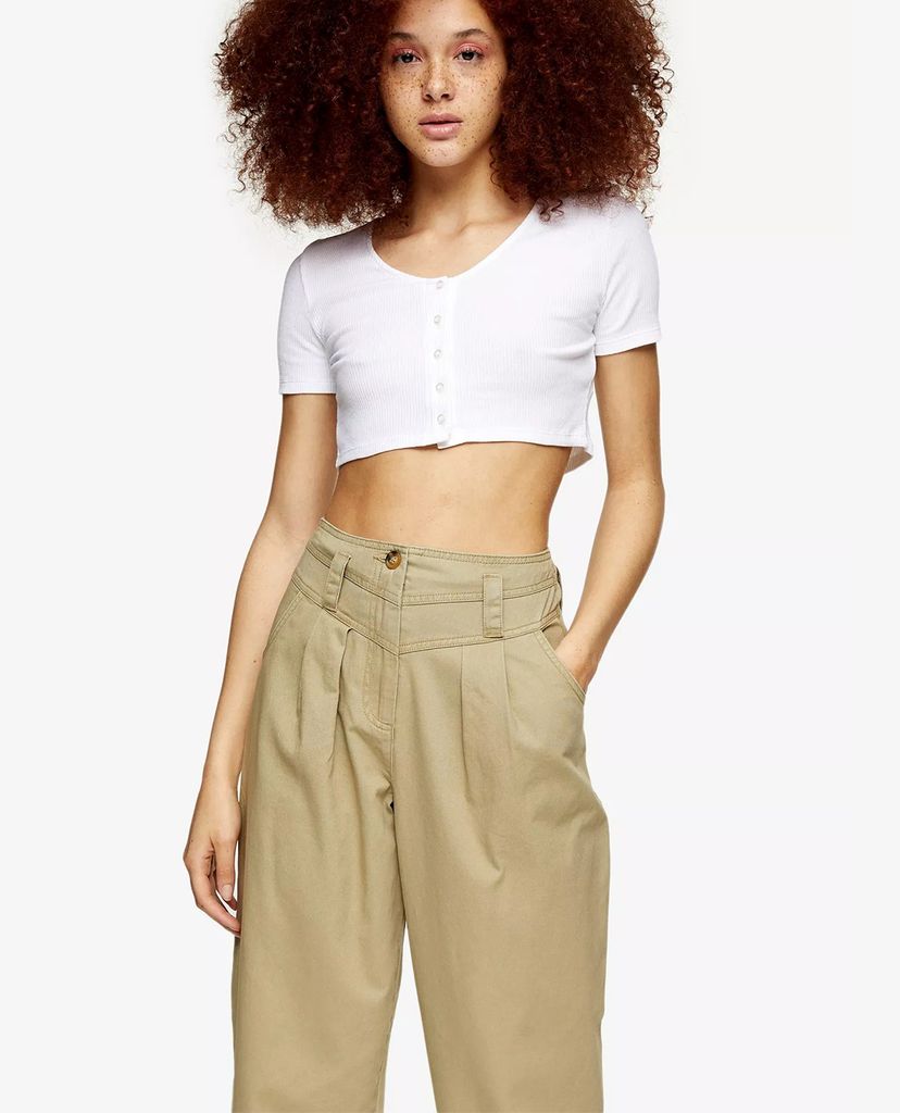 TOPSHOP - Quần khaki nữ ống rộng Khaki Tapered