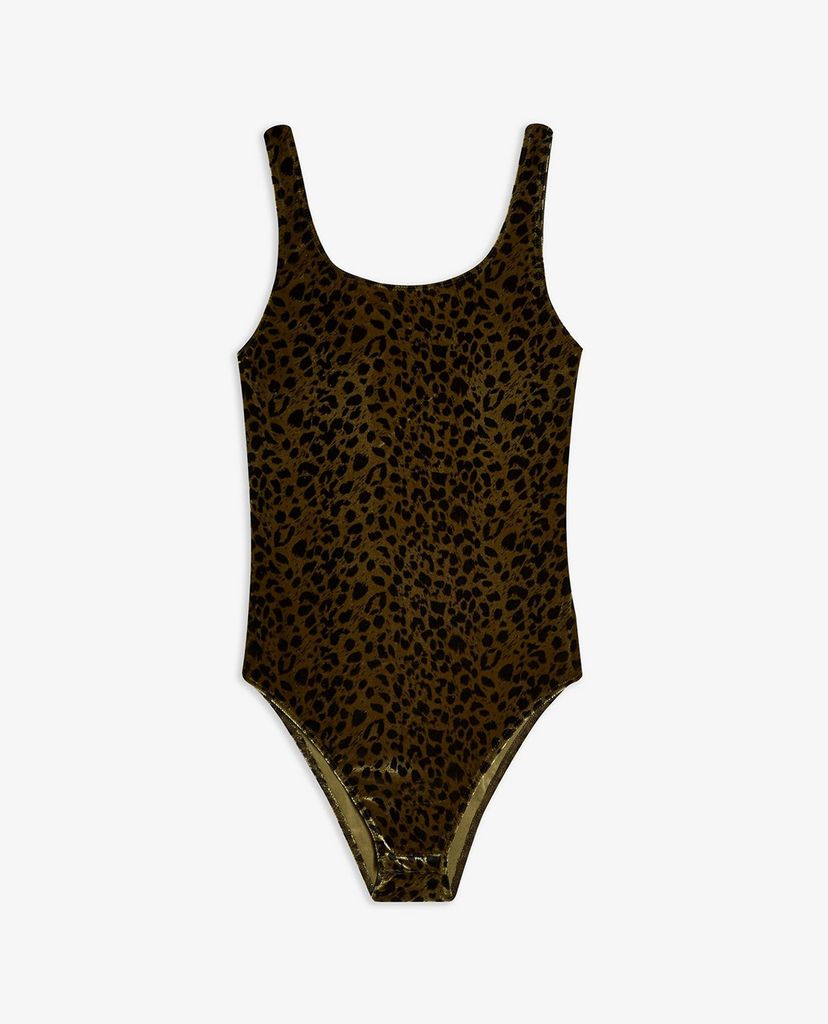 TOPSHOP - Áo bodysuits hai dây phom ôm PETITE Animal Velvet