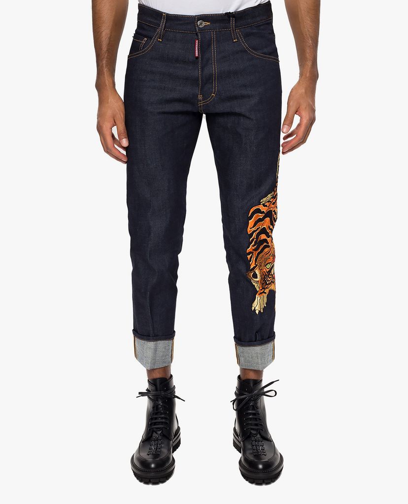 DSQUARED2 - Quần jeans nam xoắn gấu Run Dan Jean Print